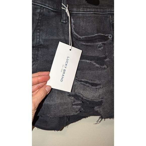 Lucky Brand Black Jean Ava Mid rise Shorts Raw Hem Size 8 - Picture 7 of 9